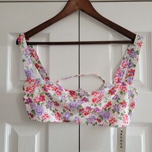 PacSun Floral Bikini Top in White, Purple, Red, Green